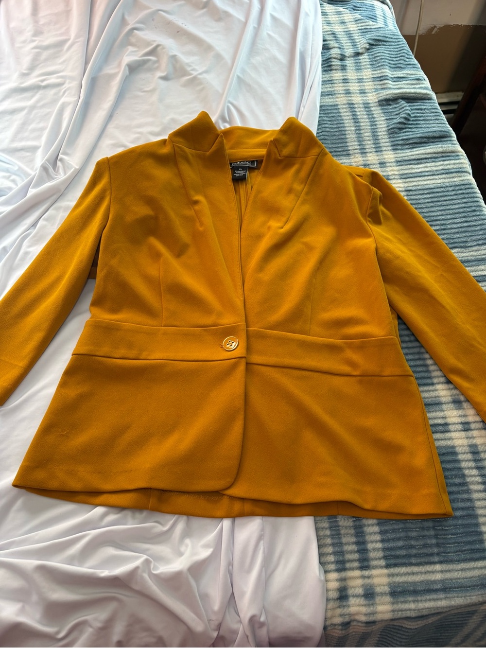 New York & Company Mustard Single-Button Women's Blazer